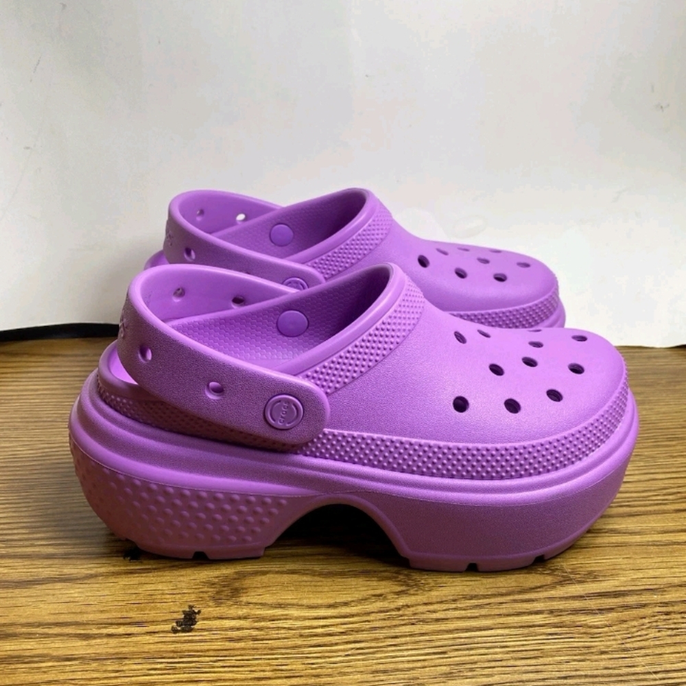 Crocs Women's Stomp Platform Style Clog Slip On Shoes Sz 7 Bubble Purple Comfort
